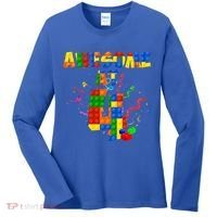 Awesome At 4 Cute Birthday Building Blocks Women's Long Sleeve Shirt thumb 0