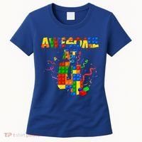 Awesome At 4 Cute Birthday Building Blocks Women's T-Shirt thumb 0