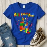 Awesome At 4 Cute Birthday Building Blocks Women's T-Shirt thumb 3