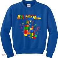 Awesome At 4 Cute Birthday Building Blocks Kids Sweatshirt thumb 0