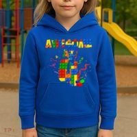 Awesome At 4 Cute Birthday Building Blocks Kids Hoodie thumb 3