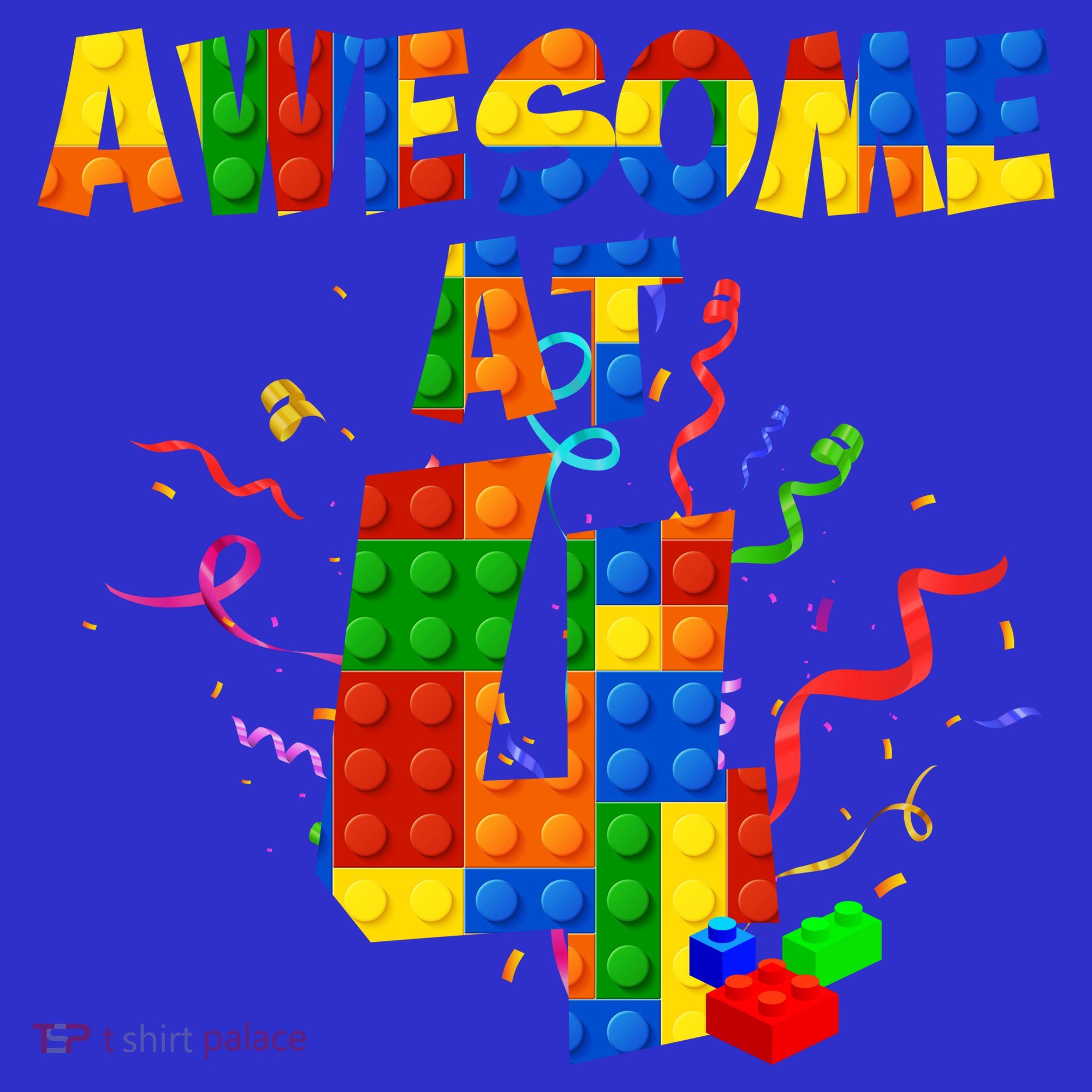 Awesome At 4 Cute Birthday Building Blocks Kids Long Sleeve Shirt