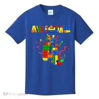 Awesome At 4 Cute Birthday Building Blocks Kids T-Shirt thumb 0