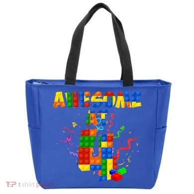 Awesome At 4 Cute Birthday Building Blocks Tote Bag