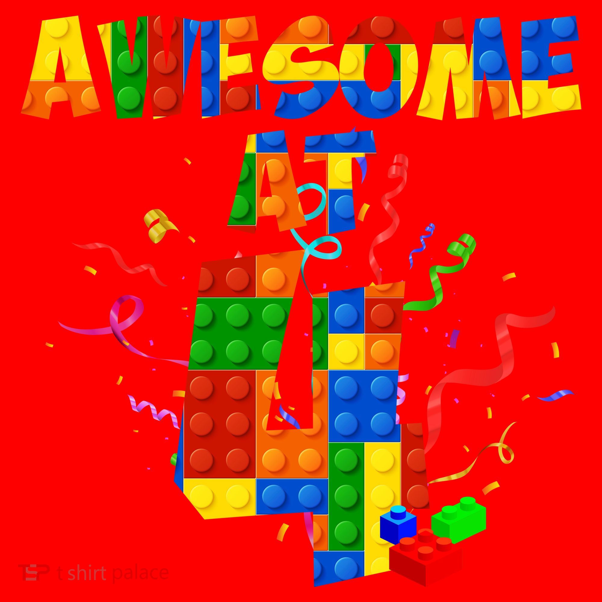 Awesome At 4 Cute Birthday Building Blocks Santa Hat