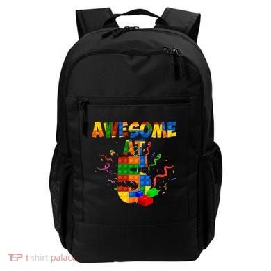 Awesome At 5 Cute Birthday Building Blocks Backpack