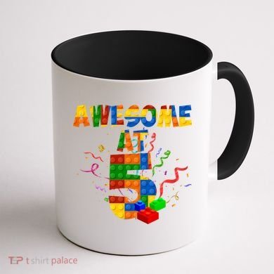 Awesome At 5 Cute Birthday Building Blocks Coffee Mug back