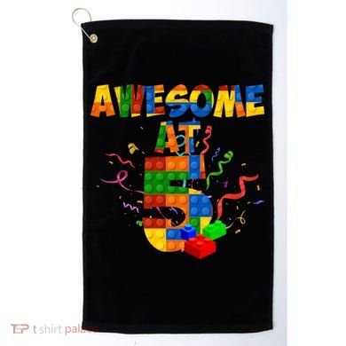 Awesome At 5 Cute Birthday Building Blocks Golf Towel