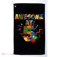 Awesome At 5 Cute Birthday Building Blocks Golf Towel thumb 0