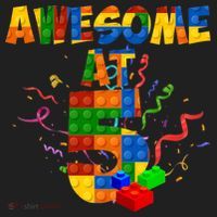Awesome At 5 Cute Birthday Building Blocks Golf Towel thumb 3