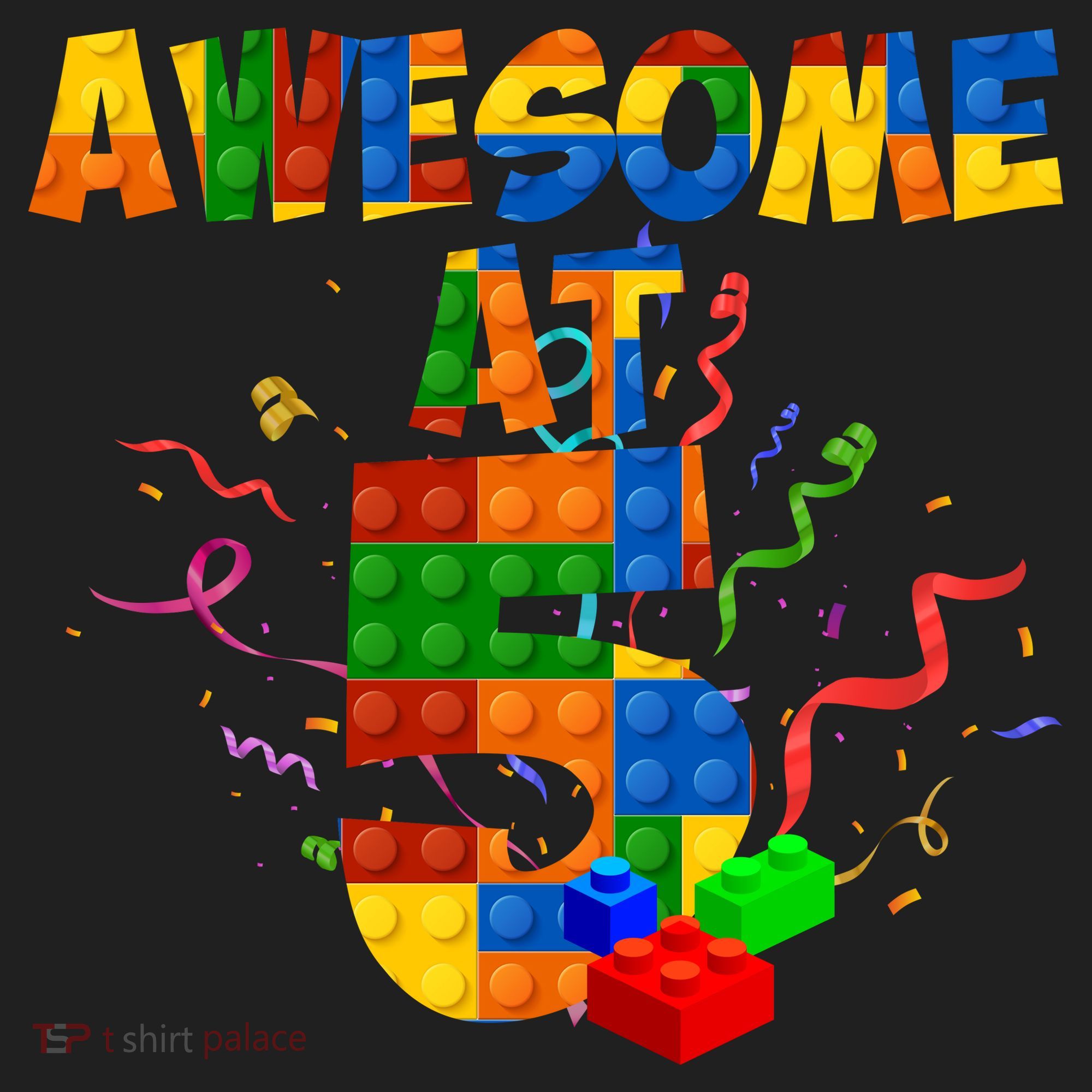 Awesome At 5 Cute Birthday Building Blocks Golf Towel