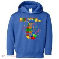 Awesome At 5 Cute Birthday Building Blocks Toddler Hoodie thumb 0