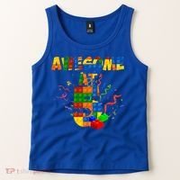 Awesome At 5 Cute Birthday Building Blocks Tank Top thumb 2
