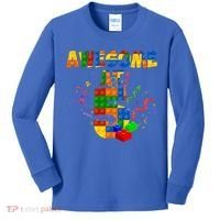Awesome At 5 Cute Birthday Building Blocks Kids Long Sleeve Shirt thumb 0