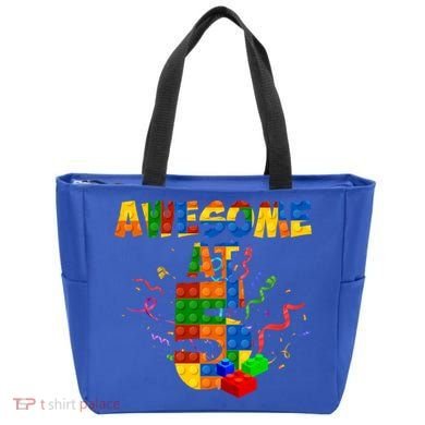 Awesome At 5 Cute Birthday Building Blocks Tote Bag