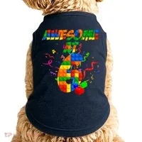 Awesome At 6 Cute Birthday Building Blocks  Doggie Tank thumb 0