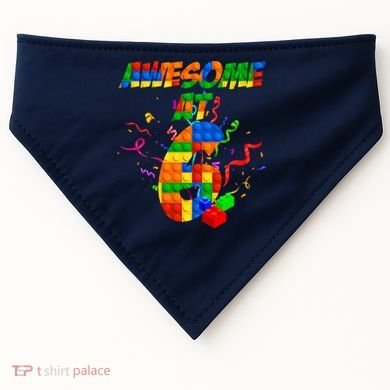 Awesome At 6 Cute Birthday Building Blocks  USA-Made Doggie Bandana