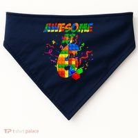 Awesome At 6 Cute Birthday Building Blocks  USA-Made Doggie Bandana thumb 0