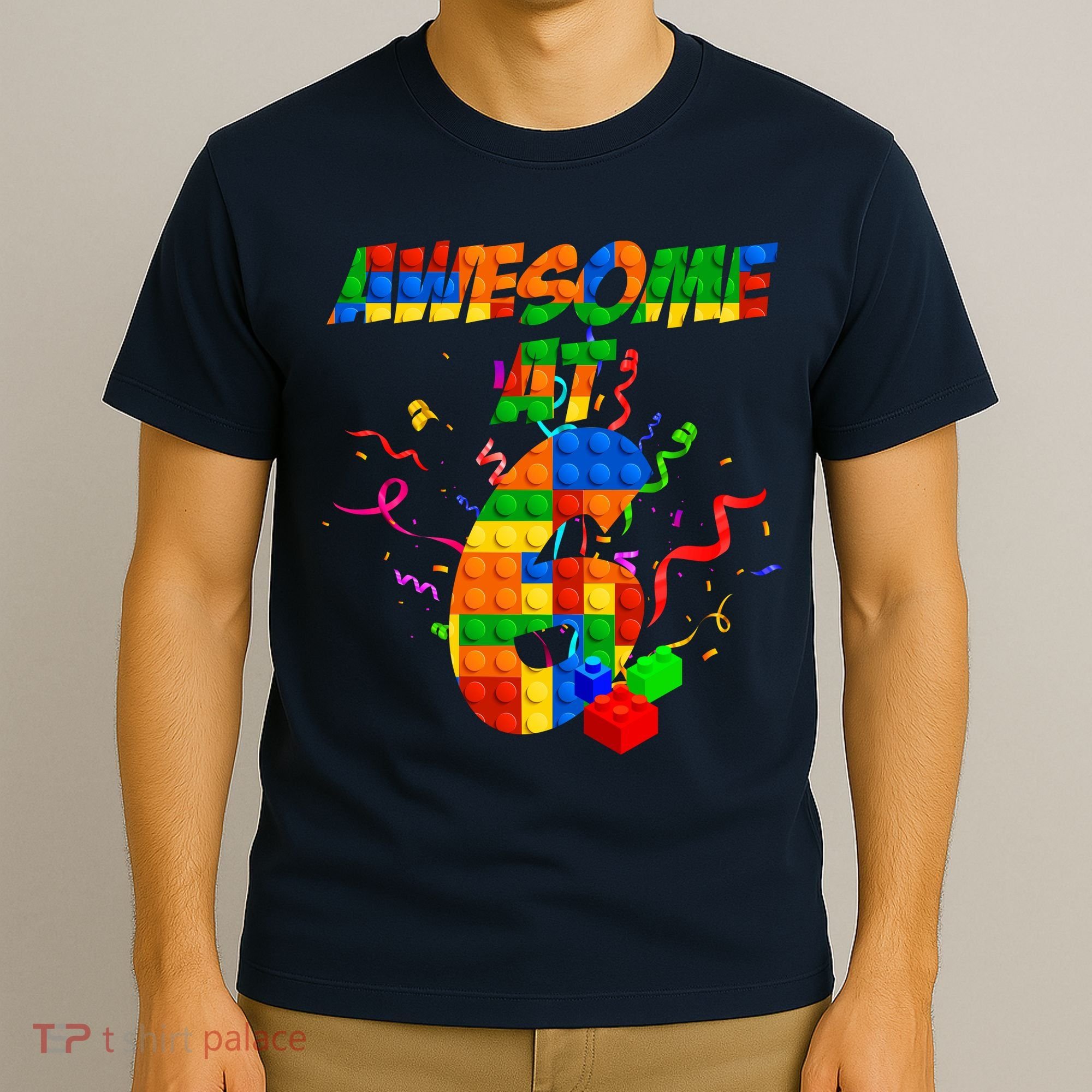 Awesome At 6 Cute Birthday Building Blocks  T-Shirt