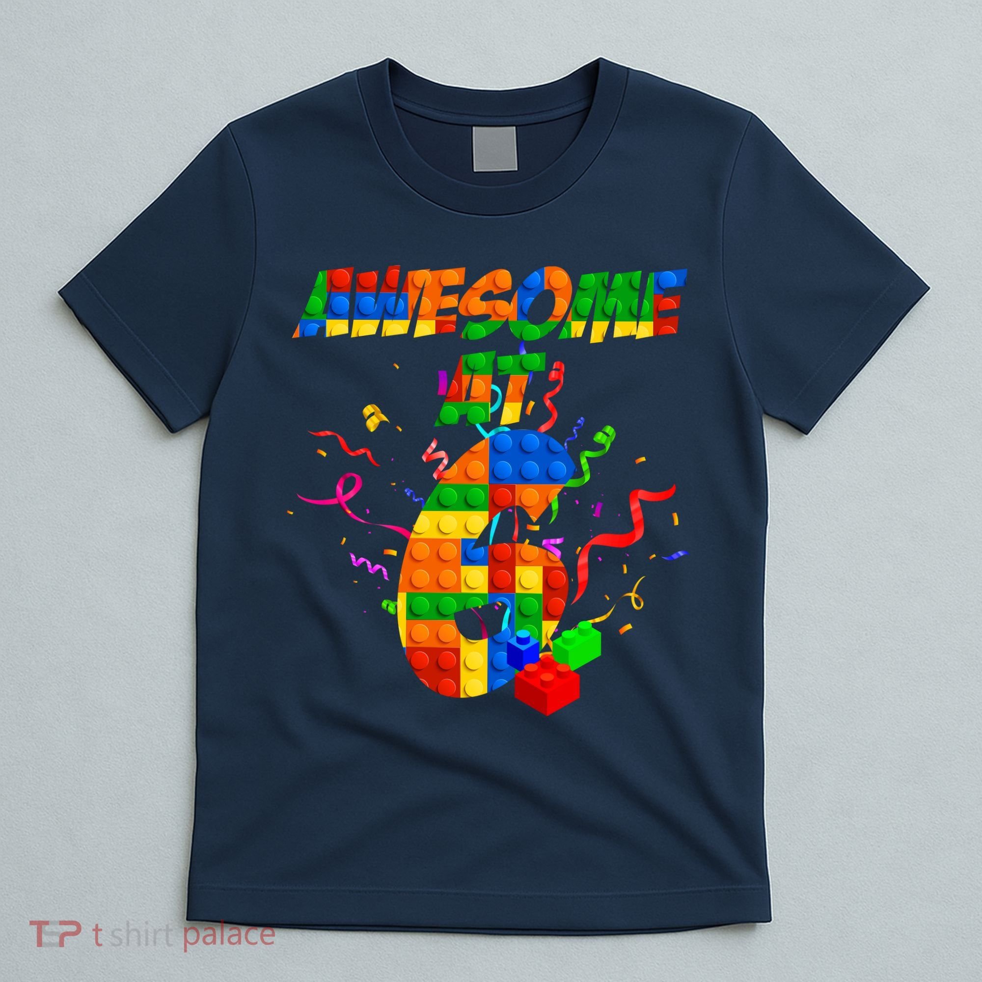 Awesome At 6 Cute Birthday Building Blocks  T-Shirt