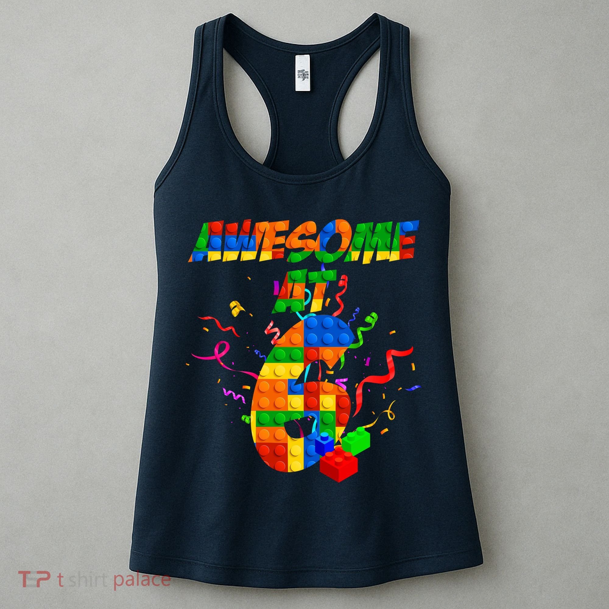 Awesome At 6 Cute Birthday Building Blocks  Women's Tank Top