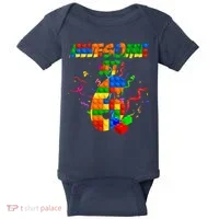 Awesome At 6 Cute Birthday Building Blocks  Baby Bodysuit thumb 0