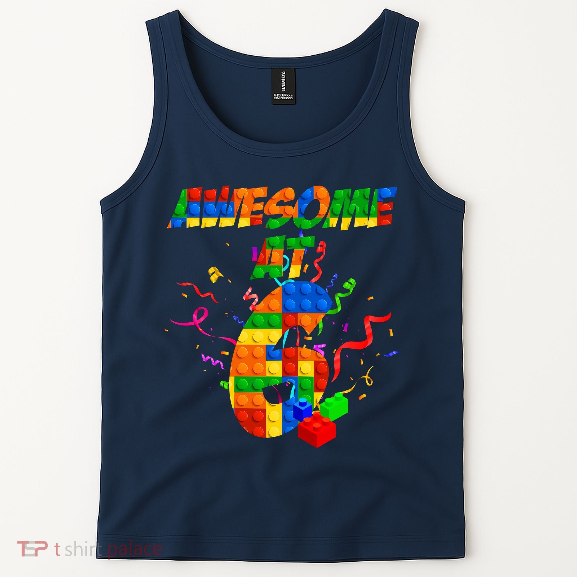 Awesome At 6 Cute Birthday Building Blocks  Tank Top