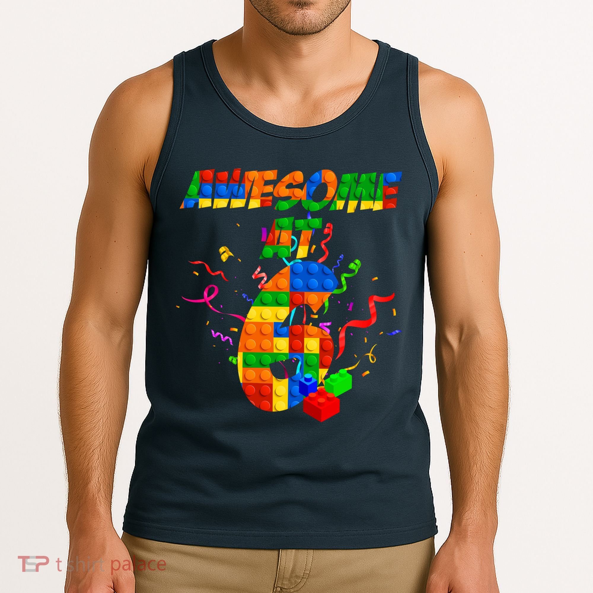 Awesome At 6 Cute Birthday Building Blocks  Tank Top