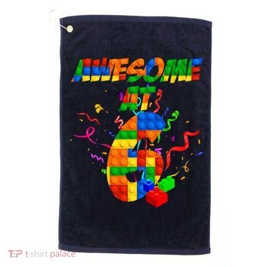 Awesome At 6 Cute Birthday Building Blocks  Golf Towel