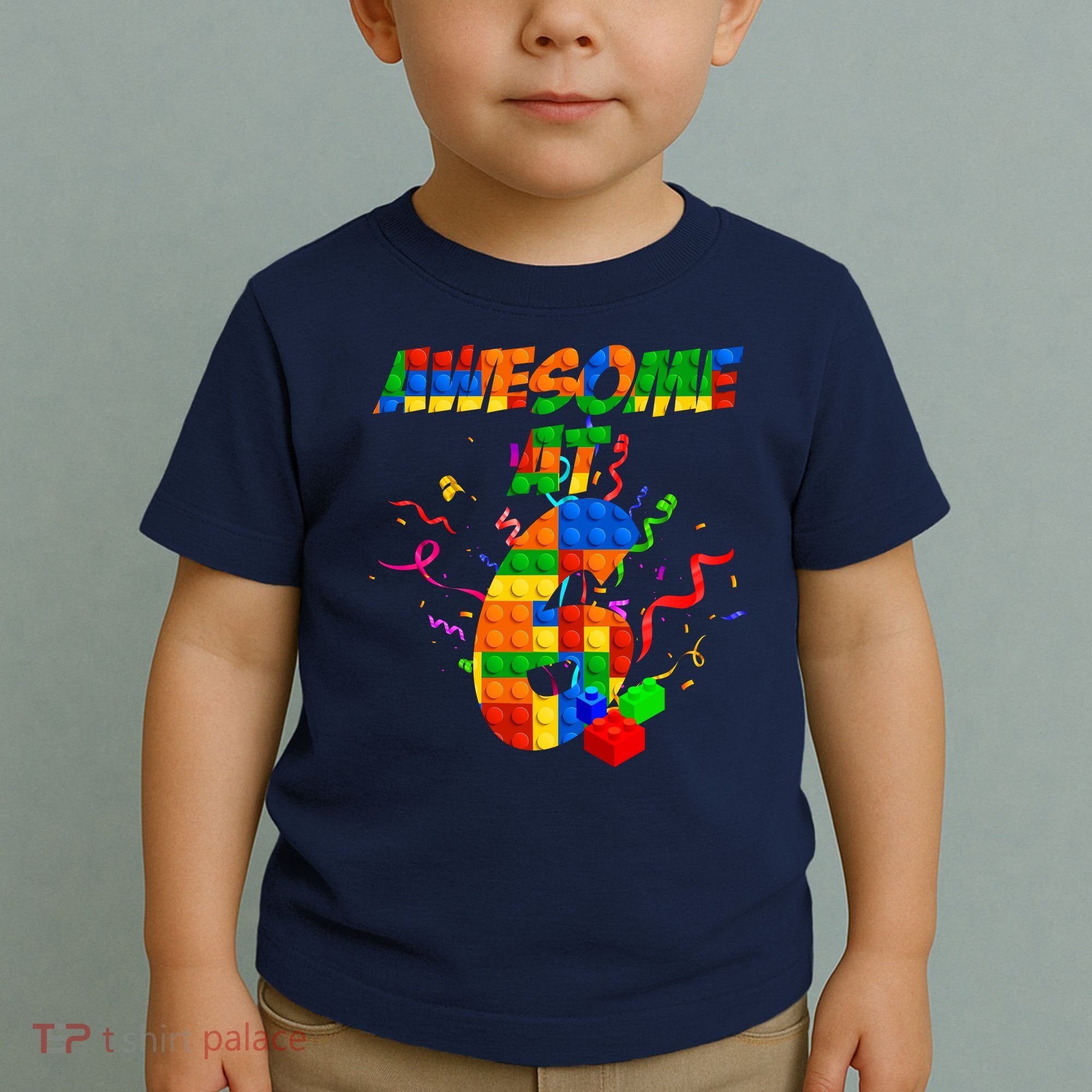 Awesome At 6 Cute Birthday Building Blocks  Toddler T-Shirt