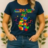 Awesome At 6 Cute Birthday Building Blocks  Women's T-Shirt thumb 2