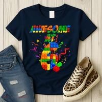 Awesome At 6 Cute Birthday Building Blocks  Women's T-Shirt thumb 3