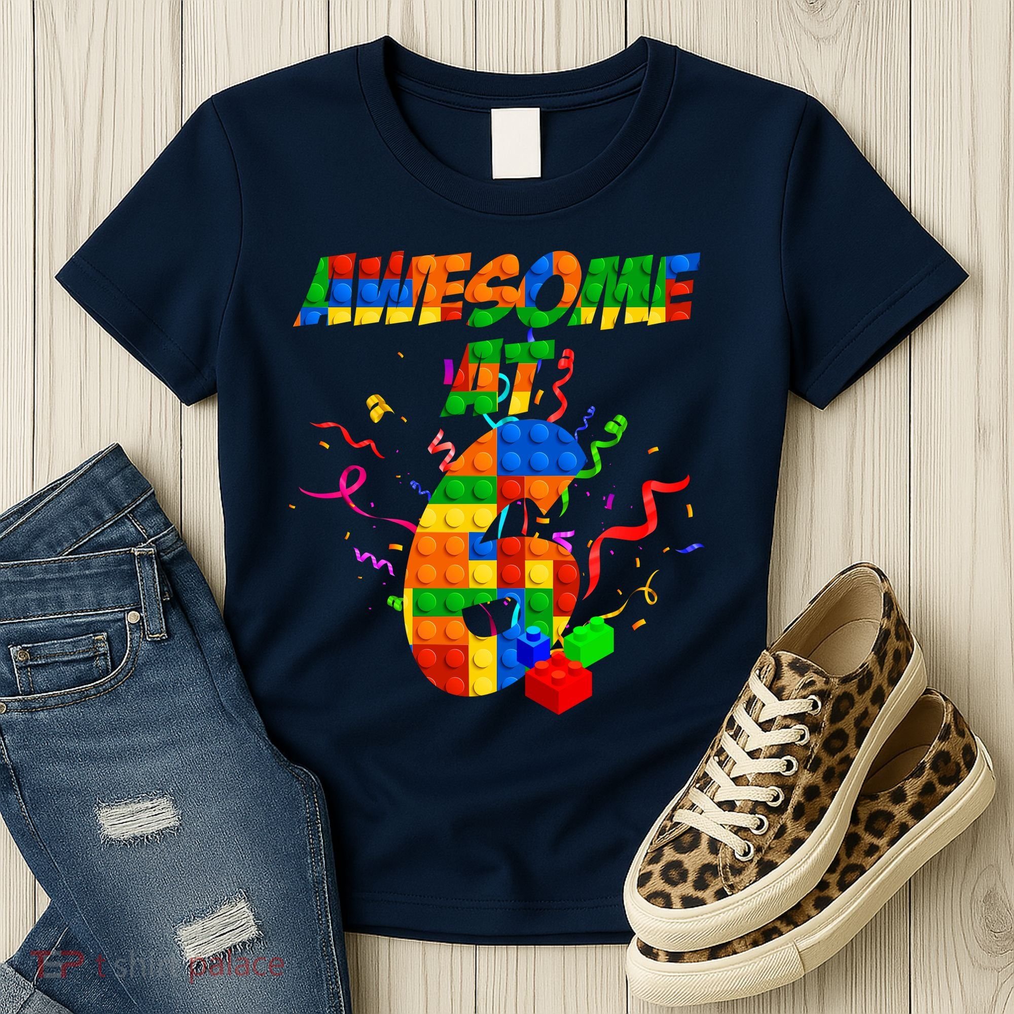 Awesome At 6 Cute Birthday Building Blocks  Women's T-Shirt