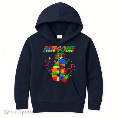 Awesome At 6 Cute Birthday Building Blocks  Kids Hoodie