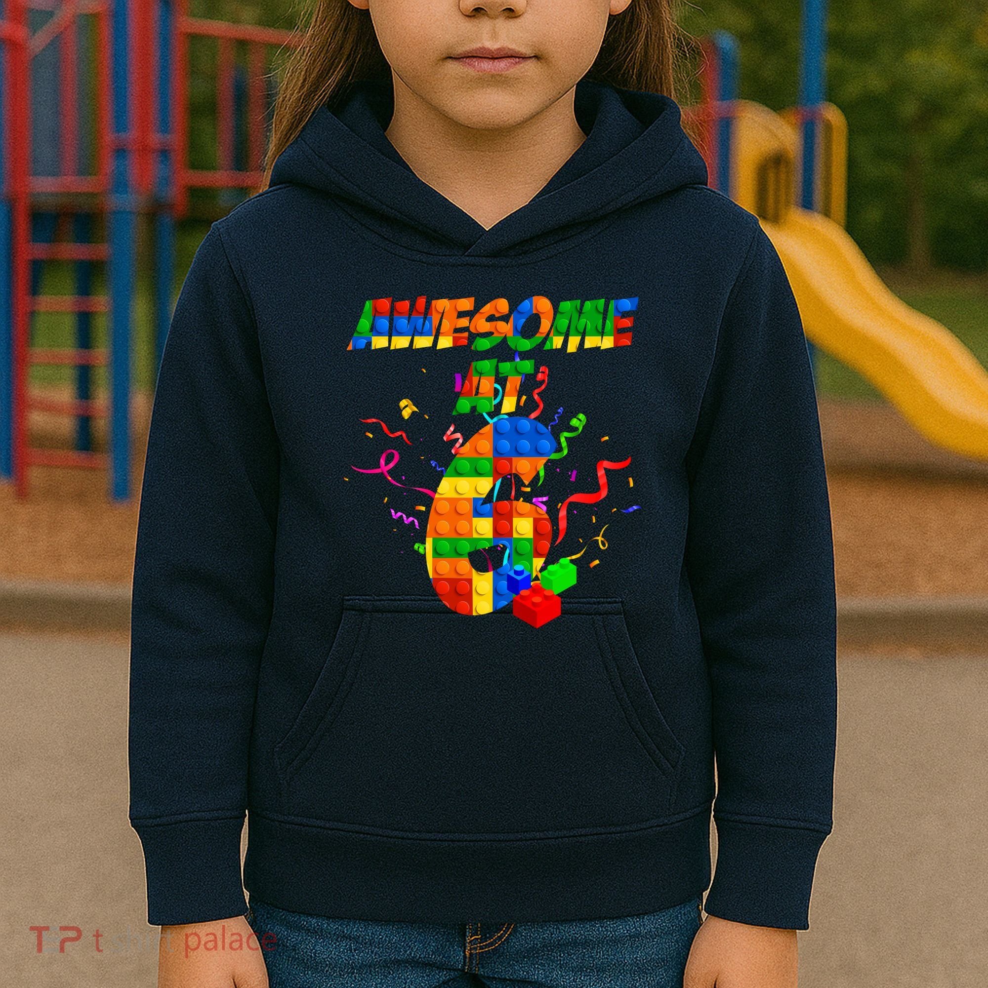Awesome At 6 Cute Birthday Building Blocks  Kids Hoodie