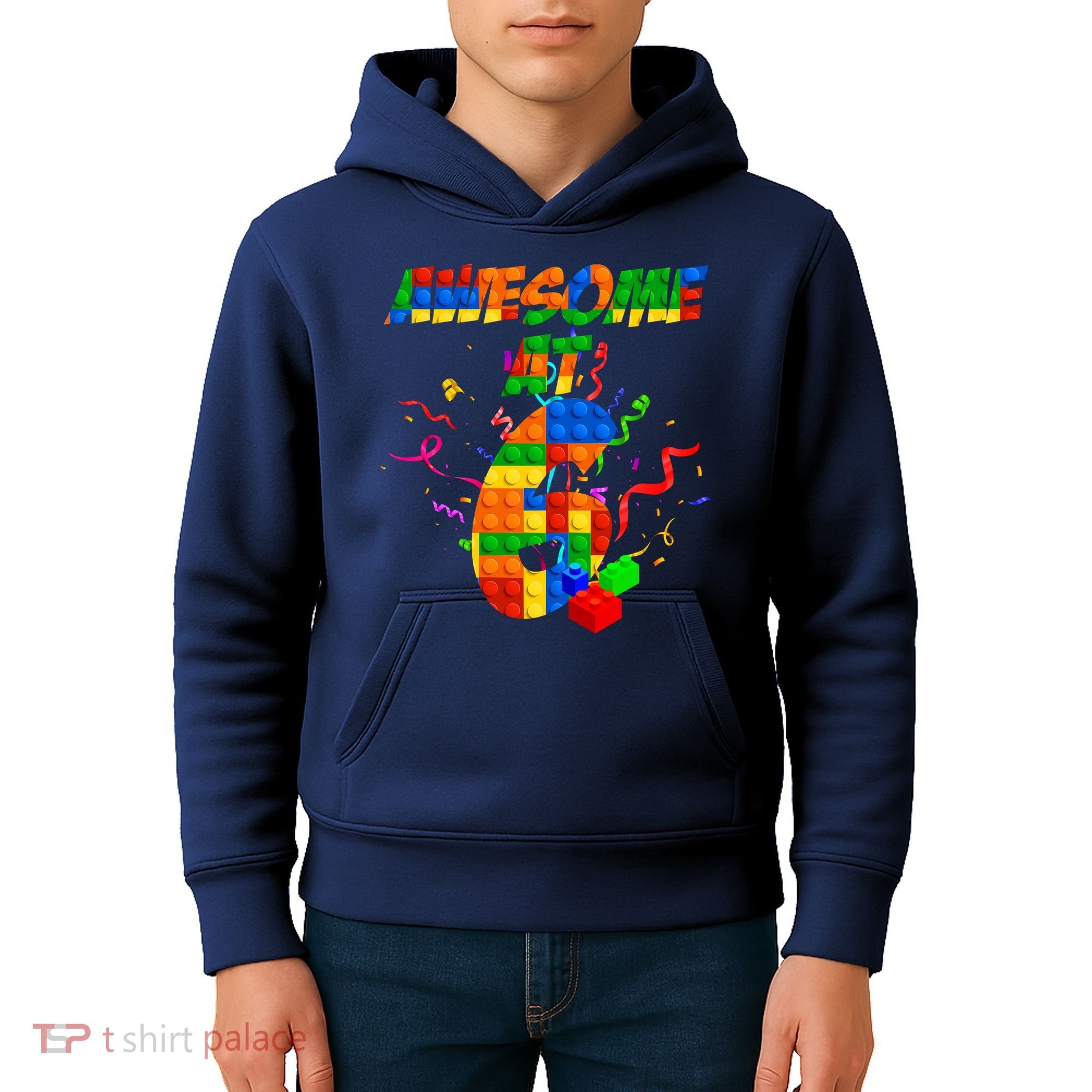 Awesome At 6 Cute Birthday Building Blocks  Kids Hoodie