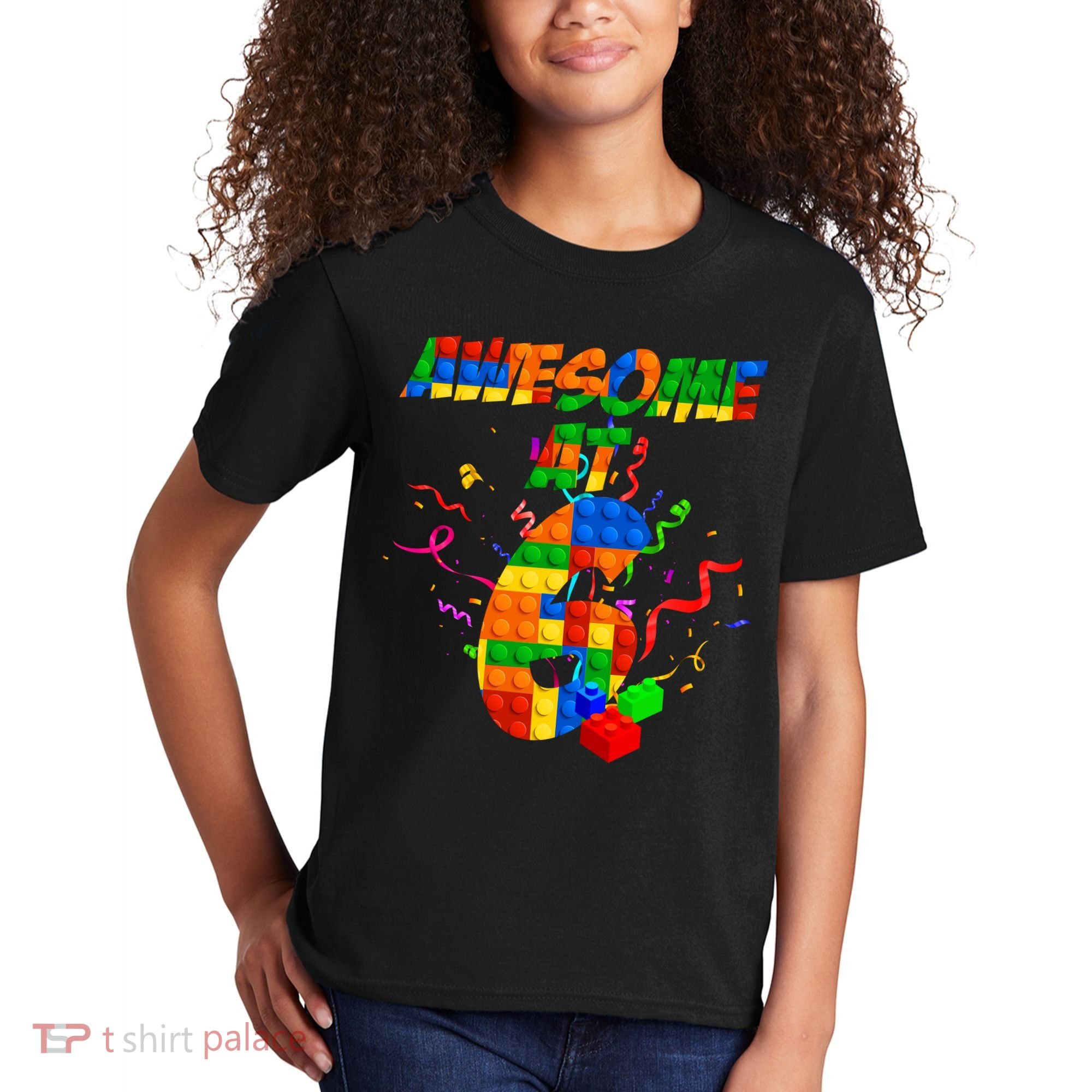 Awesome At 6 Cute Birthday Building Blocks  Kids T-Shirt