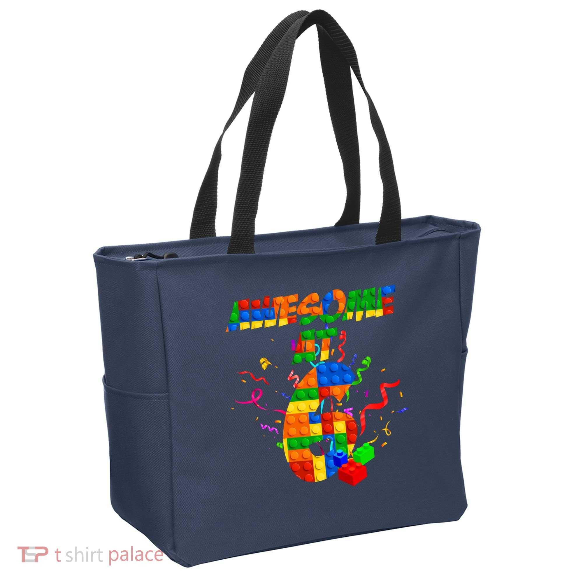 Awesome At 6 Cute Birthday Building Blocks  Tote Bag