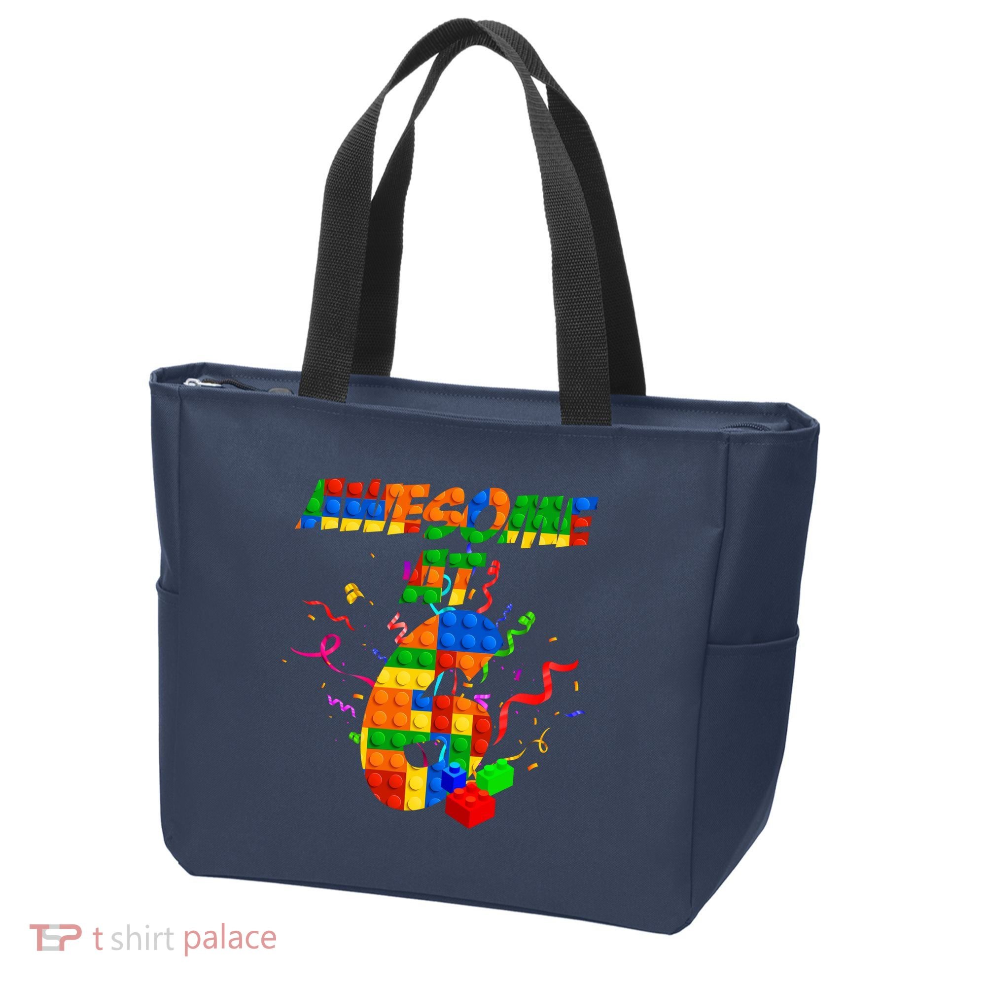 Awesome At 6 Cute Birthday Building Blocks  Tote Bag