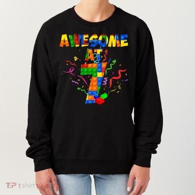 Awesome At 7 Cute Birthday Building Blocks Women's Sweatshirt