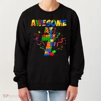 Awesome At 7 Cute Birthday Building Blocks Women's Sweatshirt thumb 0