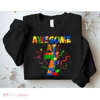Awesome At 7 Cute Birthday Building Blocks Sweatshirt thumb 2
