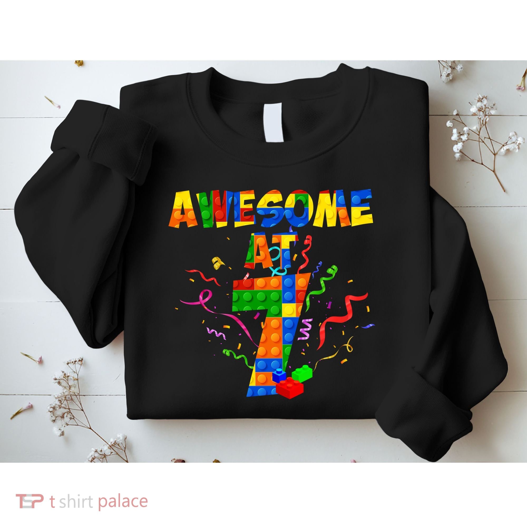 Awesome At 7 Cute Birthday Building Blocks Sweatshirt