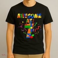 Awesome At 7 Cute Birthday Building Blocks T-Shirt thumb 3