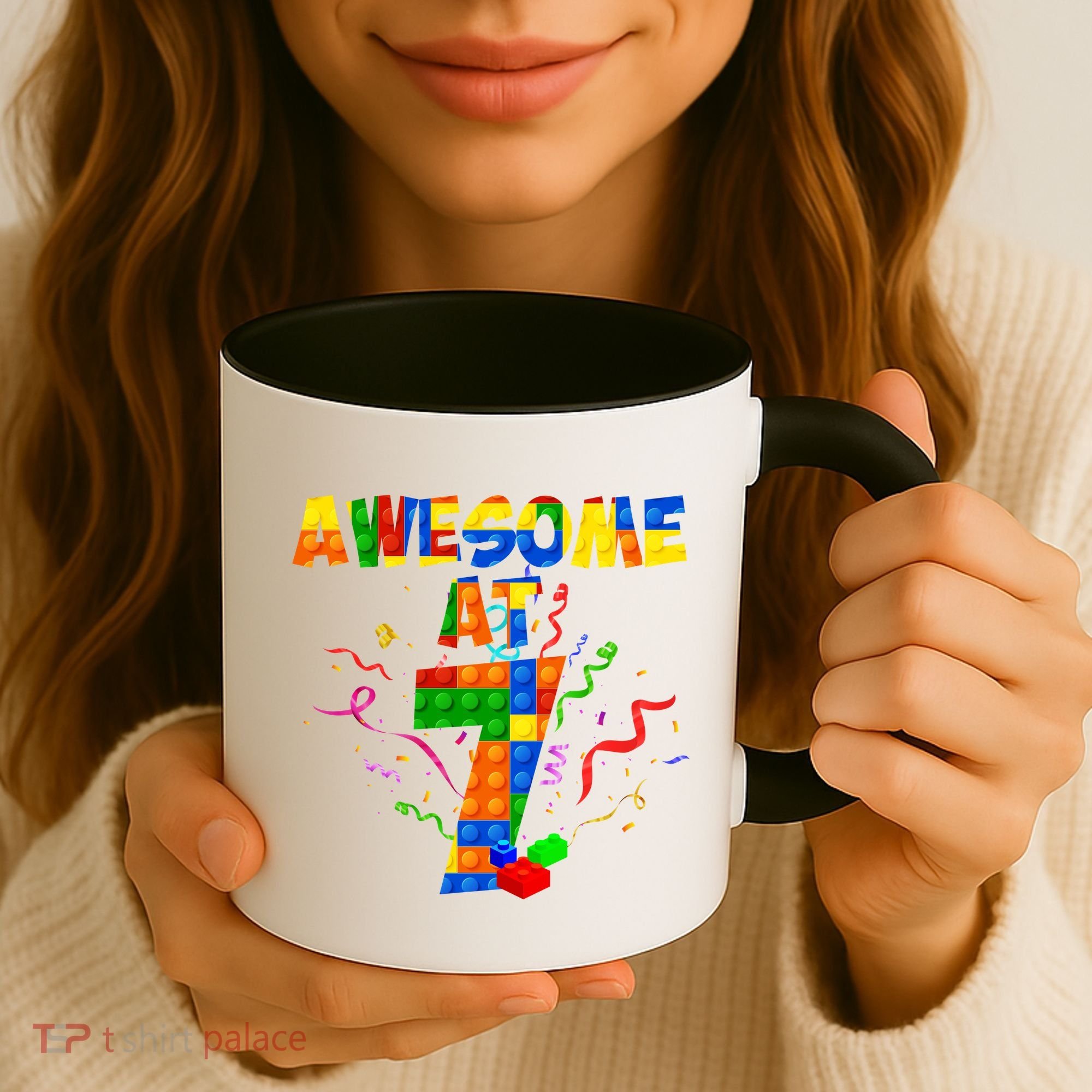 Awesome At 7 Cute Birthday Building Blocks Coffee Mug