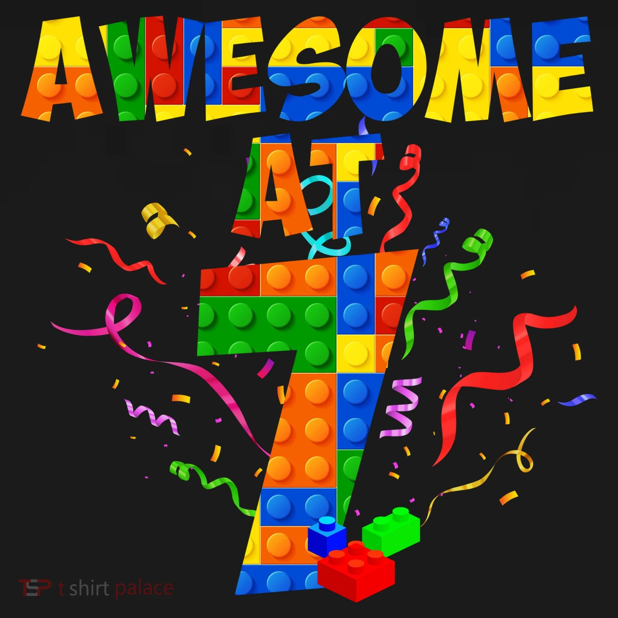Awesome At 7 Cute Birthday Building Blocks Women's Hoodie