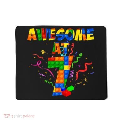 Awesome At 7 Cute Birthday Building Blocks Mousepad