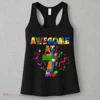 Awesome At 7 Cute Birthday Building Blocks Women's Tank Top thumb 3