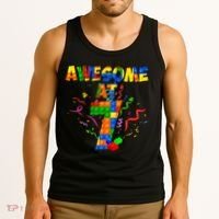 Awesome At 7 Cute Birthday Building Blocks Tank Top thumb 3