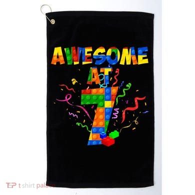 Awesome At 7 Cute Birthday Building Blocks Golf Towel